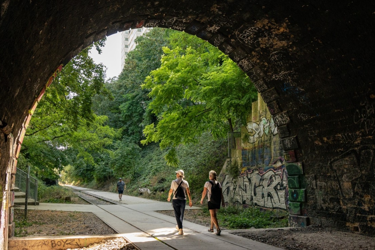 La promenade depuis le tunnel vers la Petite Ceinture végétalisée