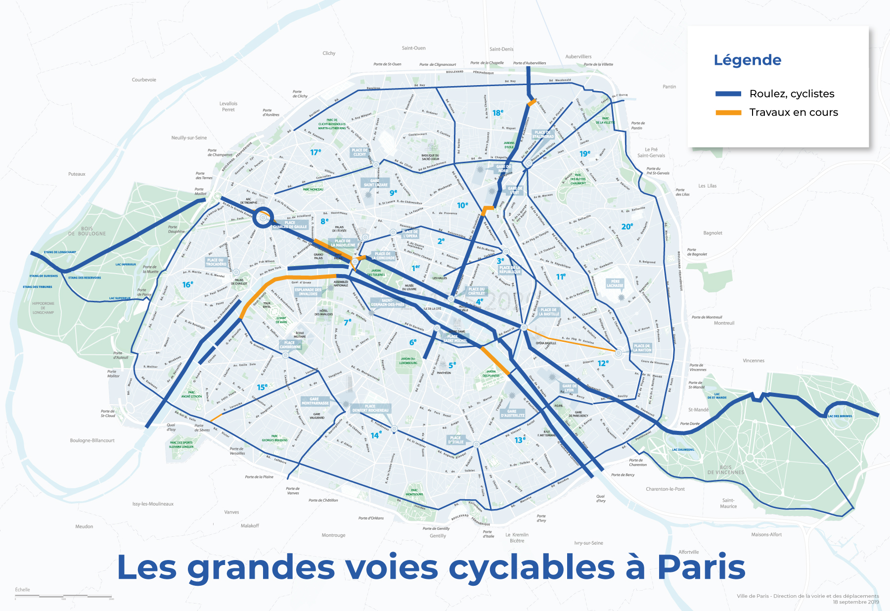 Les grandes voies cyclables à Paris