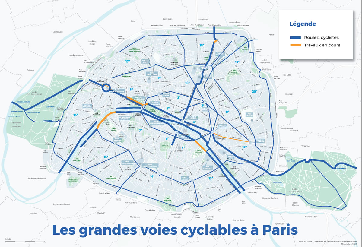 Carte des itinéraires cyclables au 17 octobre 2019