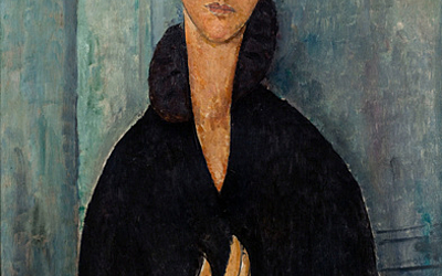 Femme aux yeux bleus d' Amedeo Modigliani Vers 1918 Peinture à l'huile