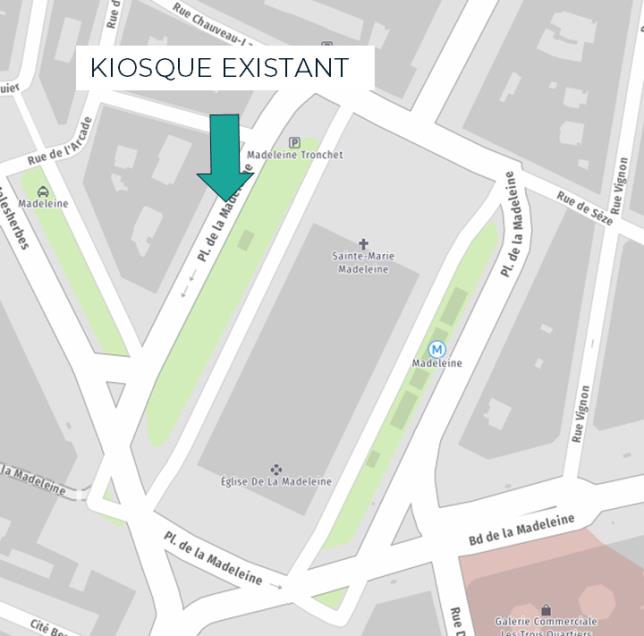 Plan kiosque Place de la Madeleine (8e)- 