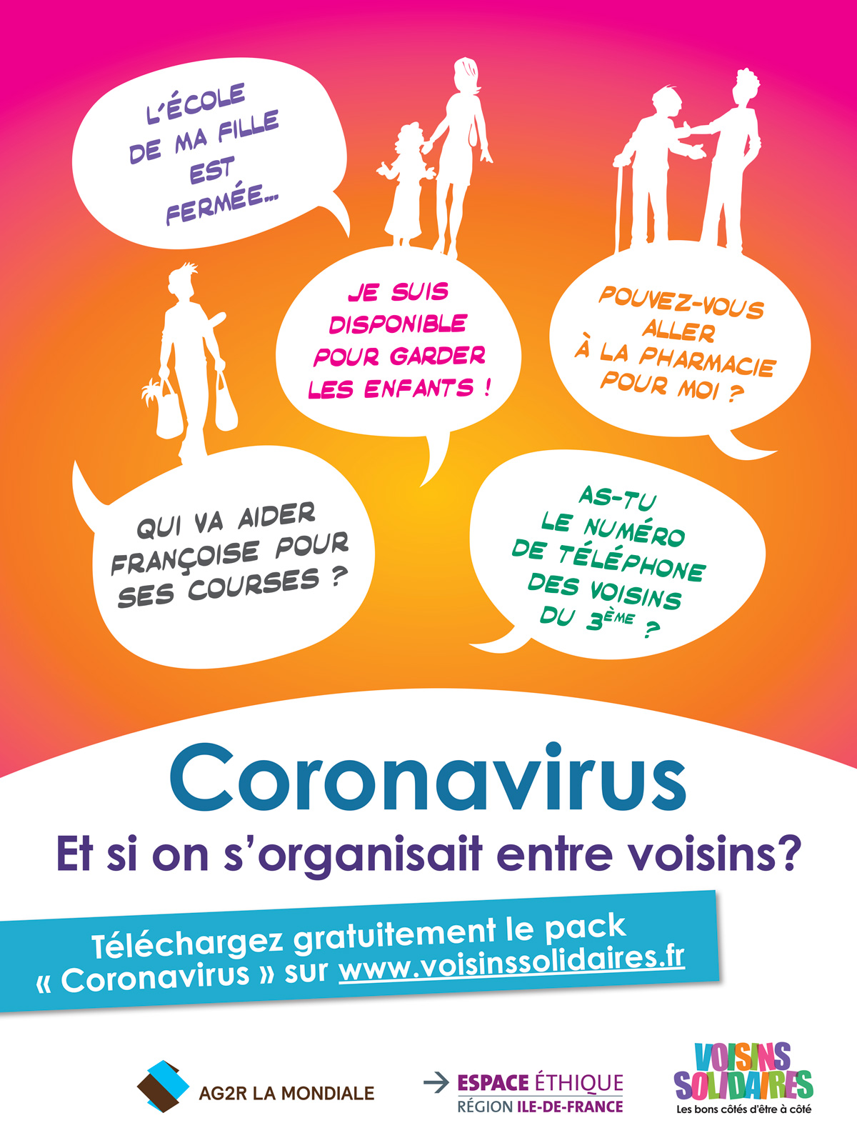 Affiche Coronavirus voisins solidaires