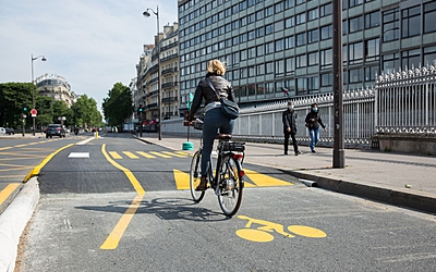 Piste cyclable boulevard Saint-Michel (haut)