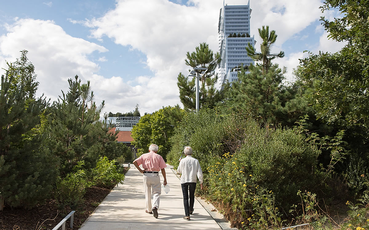 Seniors se promenant au parc Martin Luther King