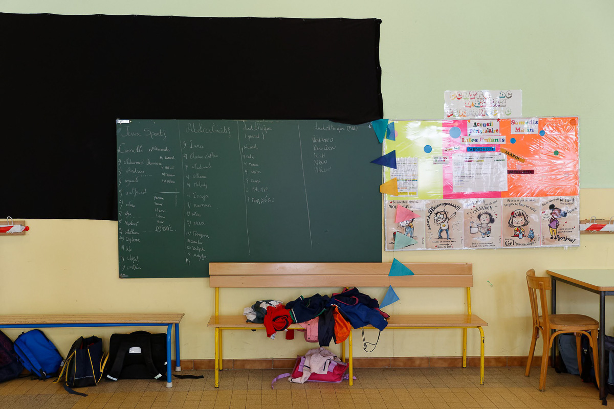 Tableau noir dans une école du 19e