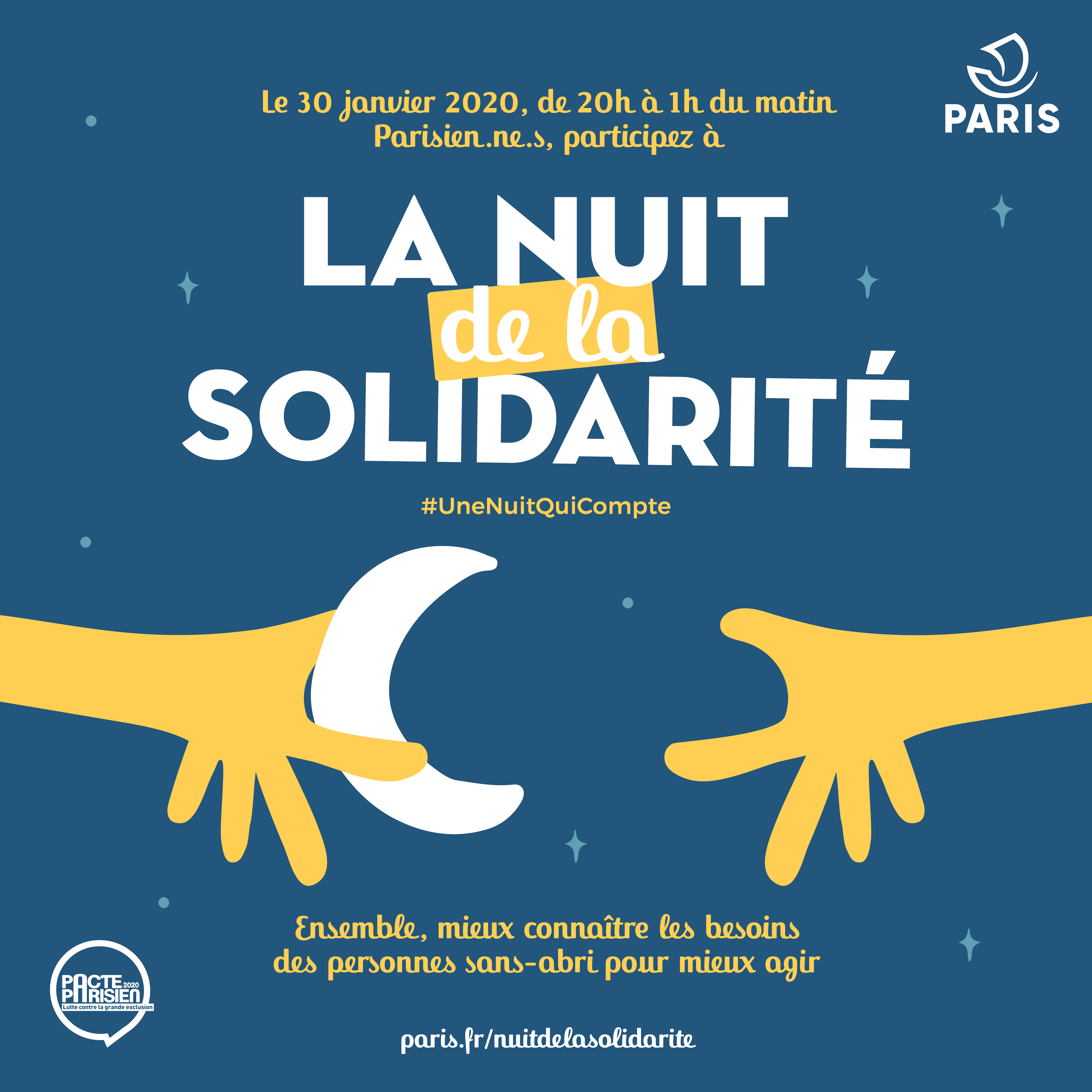 Nuit de la solidarité jeudi 30 janvier 2020 - Mairie du 8ᵉ