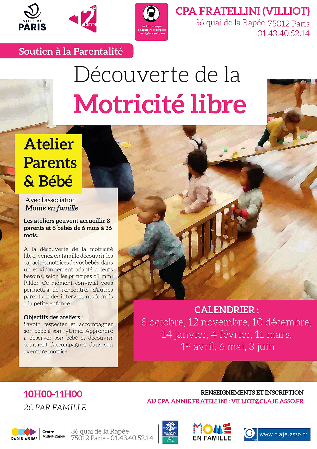 Découverte de la motricité libre à travers des atelier parents et bébé d'une heure par mois