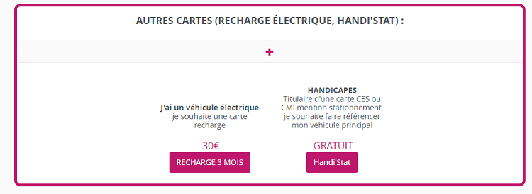 Capture d'écran carte de recharge électrique véhicule privatif