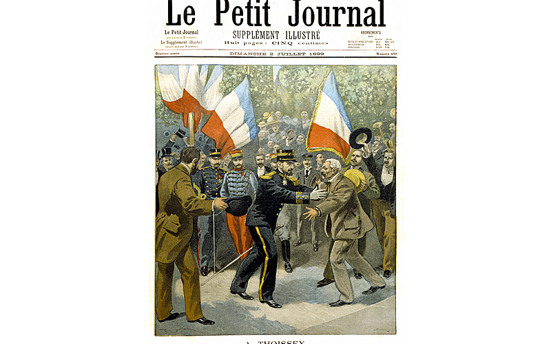 Retour en France du commandant Marchand (1863-1934), après Fachoda. Retrouvailles avec son père, à Thoissey (Ain). Le Petit Journal, juillet 1899.
