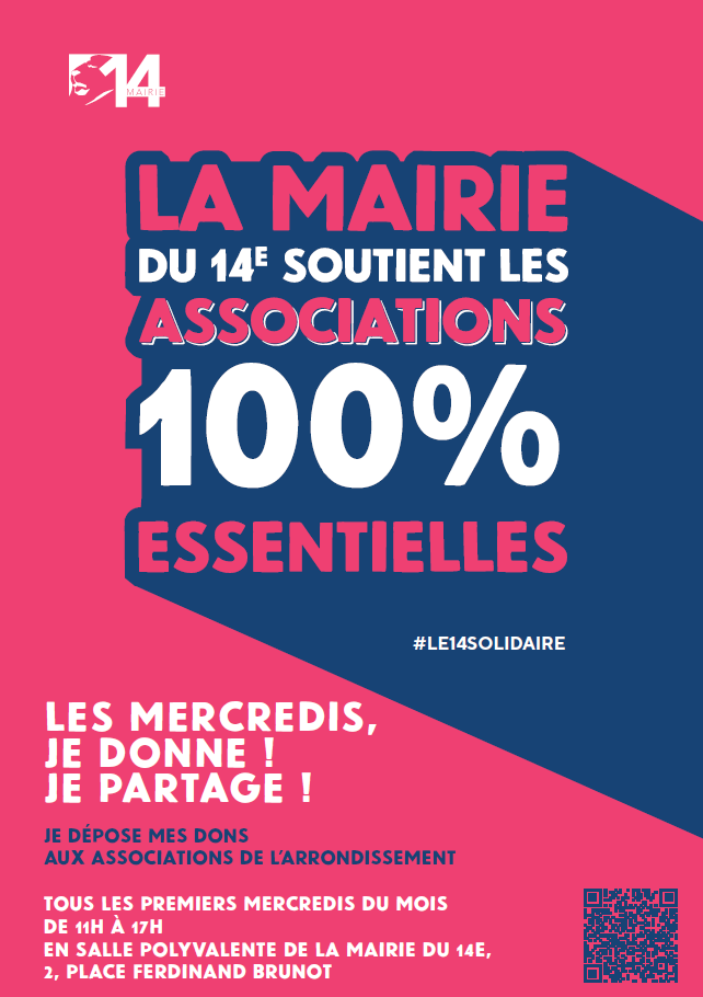 Affiche du rendez-vous mensuel du 14ème arrondissement : Les mercredis, je donne, je partage !
