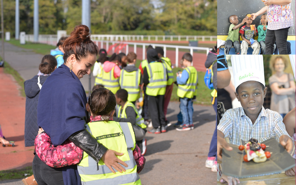 Enfants et adultes partagent des activités ensemble.