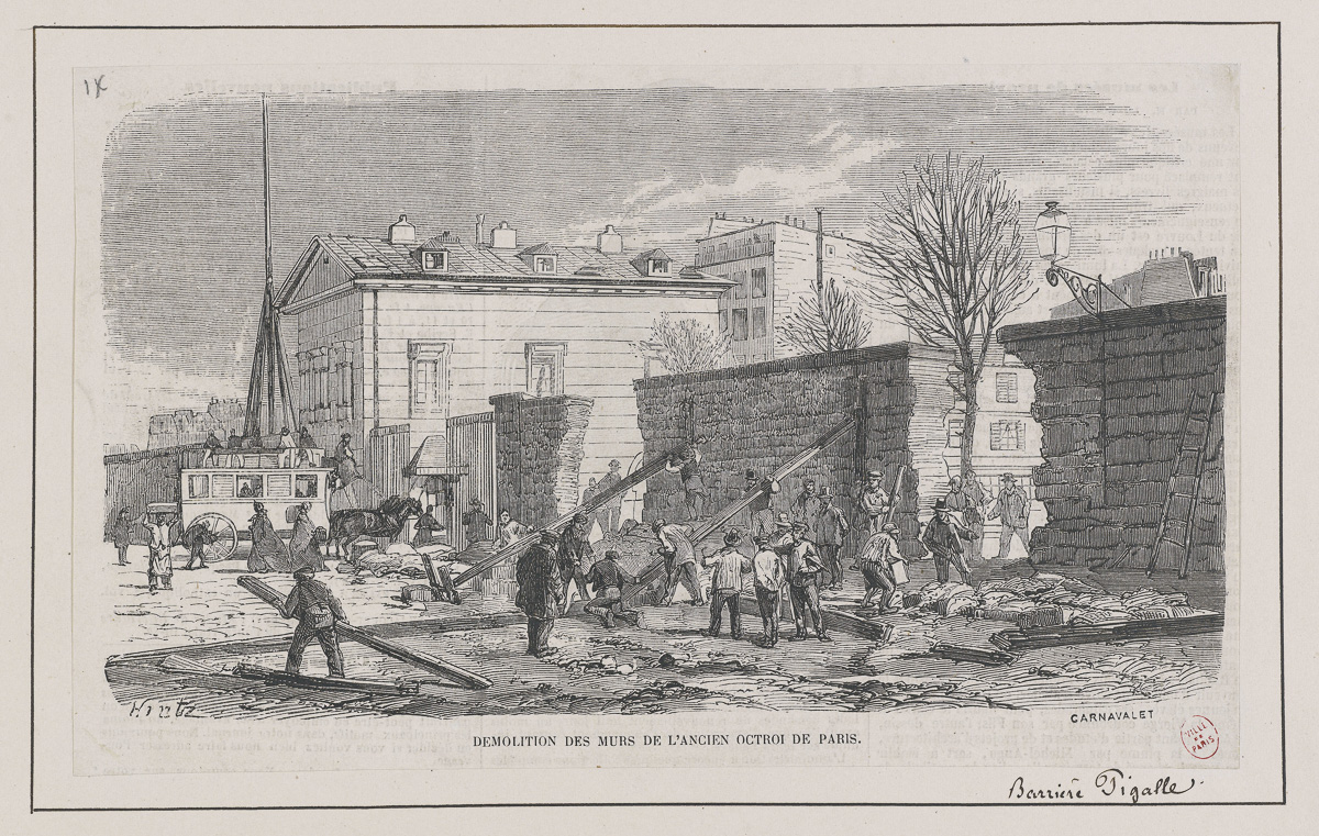 Démolition des murs de l'ancien octroi de Paris.