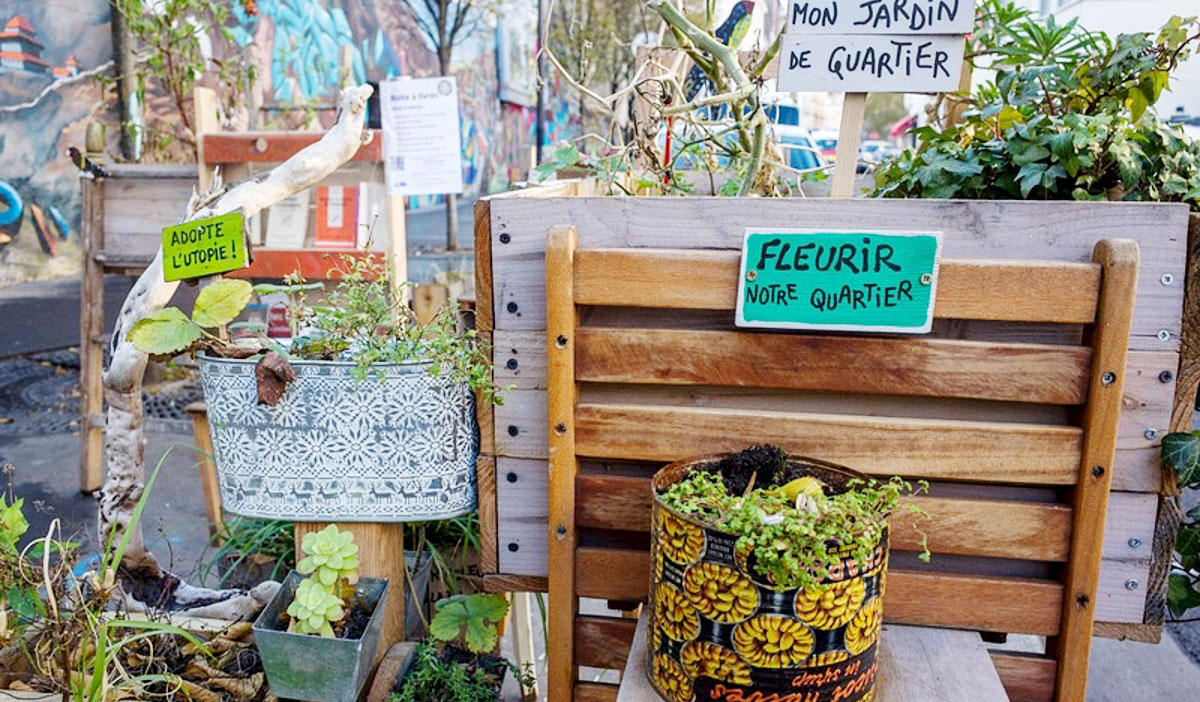 Photo d'un projet de végétalisation avec des jardinières