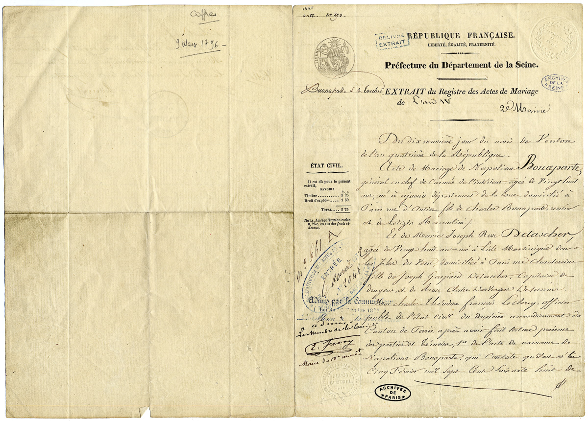 Acte de mariage de Napoléon 