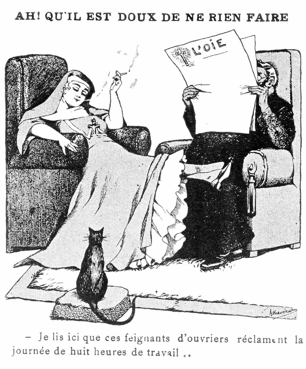 Séparation de l'Eglise et de l'Etat. 1904. Caricature anticléricale.