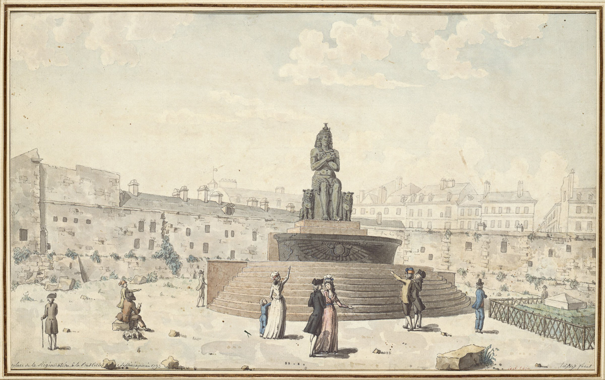 Fontaine de la Régénération sur l'emplacement de la Bastille, en 1793.
