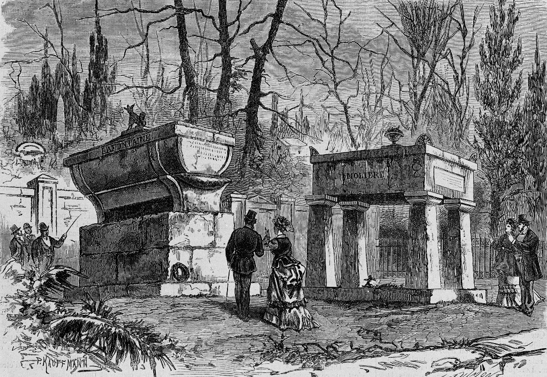 Tombeaux de Molière et La Fontaine. Paris, cimetière du Père-Lachaise, 1875.