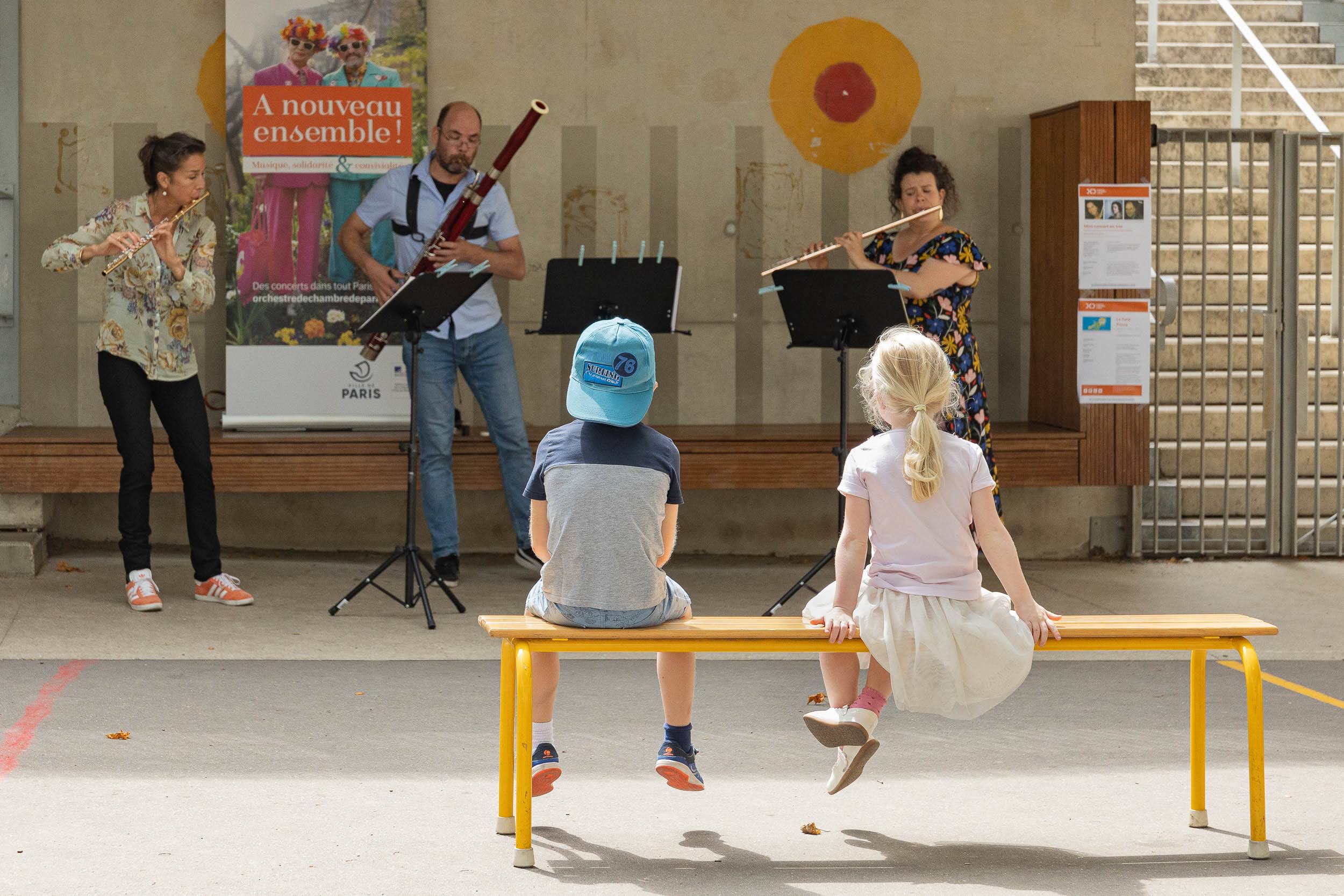 Ouverture des cours d'écoles le samedi : Orchestre de Chambre de Paris dans la cour d'école Servan (11e)