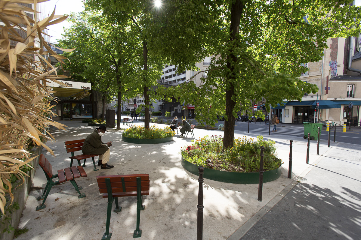 Jardinière sur trottoir au niveau du 397 rue de Vaugirard. 