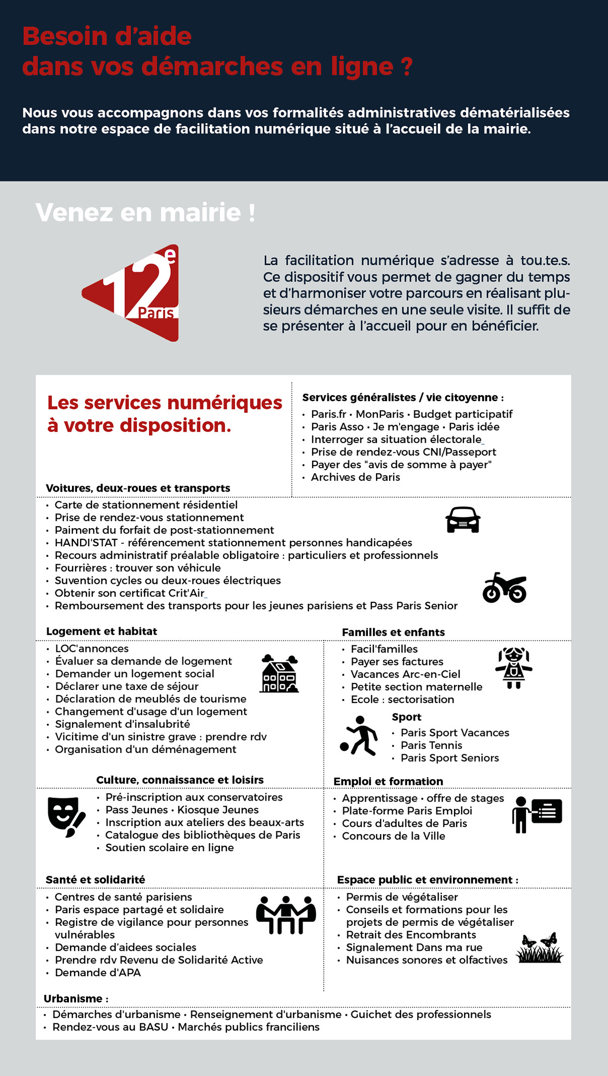 Liste des démarches administratives dématérialisées à télécharger également au format PDF