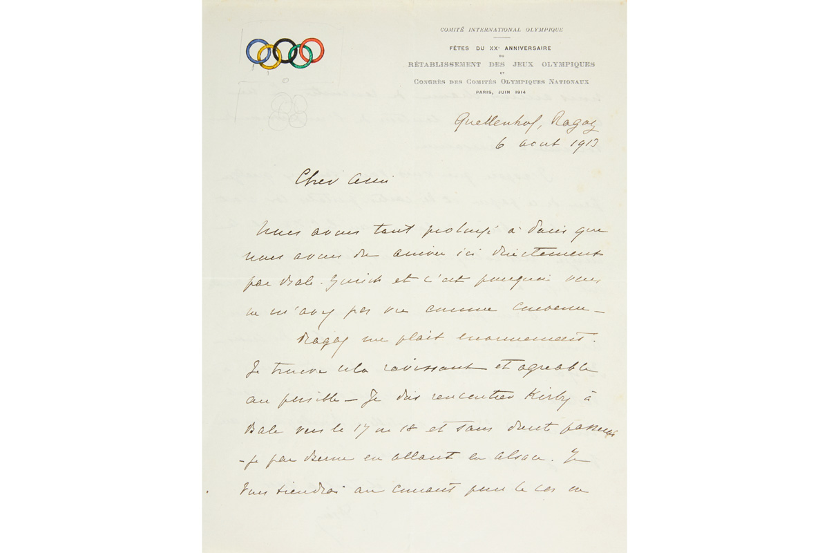 Lettre Coubertin Jeux Olympiques