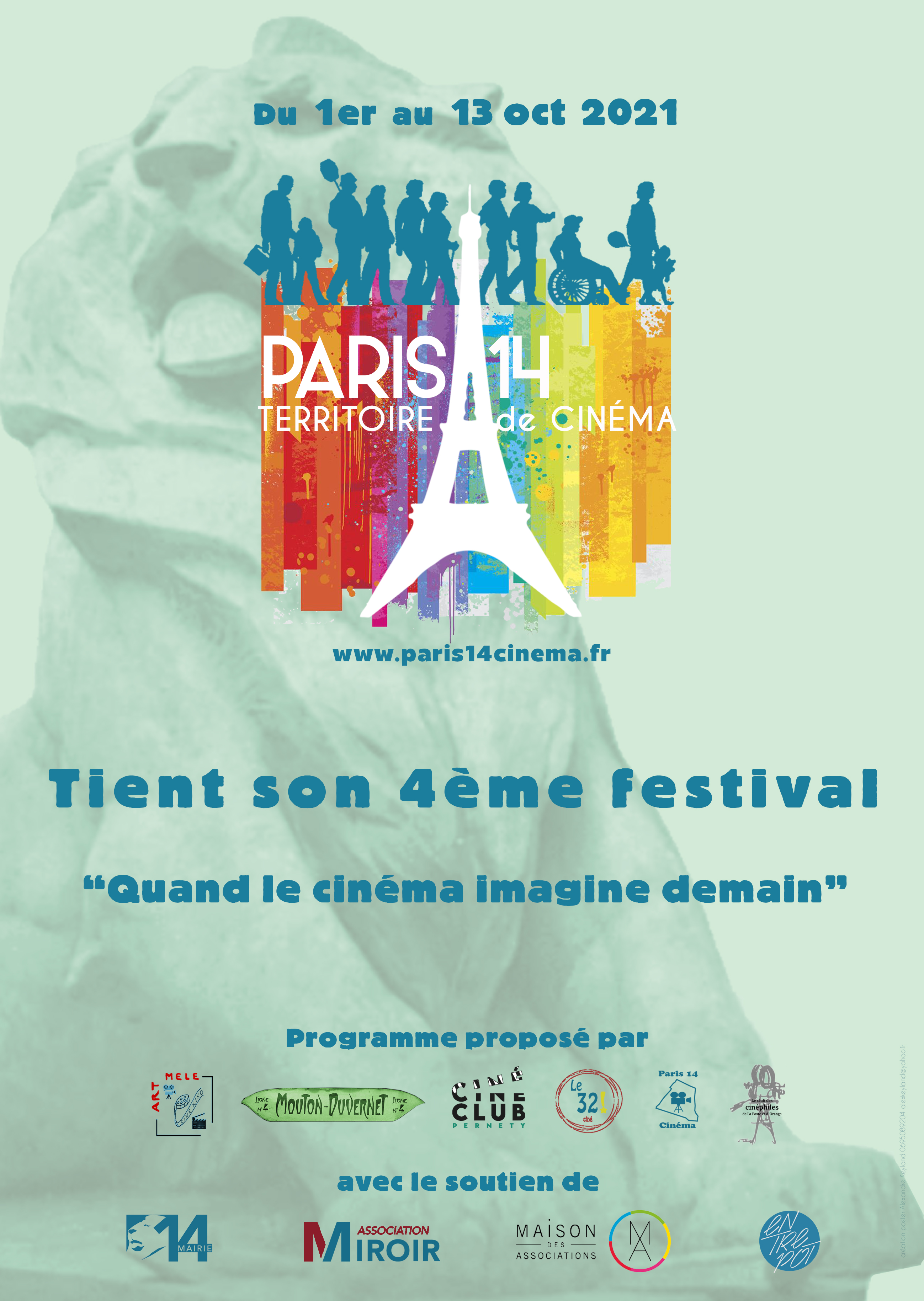 Affiche du festival Quand le cinéma imagine demain, du 1er au 13 octobre 2021, dans le 14e arrondissement