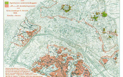 Situation des anciennes carrières sous Paris (carte de 1908).