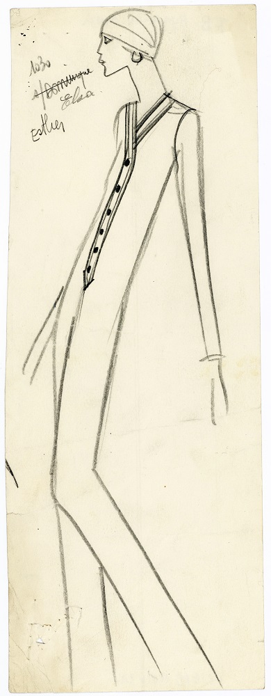 Yves Saint Laurent Croquis original d’un jumpsuit Collection haute couture automne-hiver 1969 © Fondation Pierre Bergé – Yves Saint Laurent, Paris