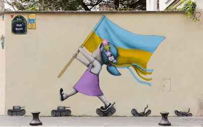 Street art en hommage à l'Ukraine oeuvres de Seth, rue Buot 