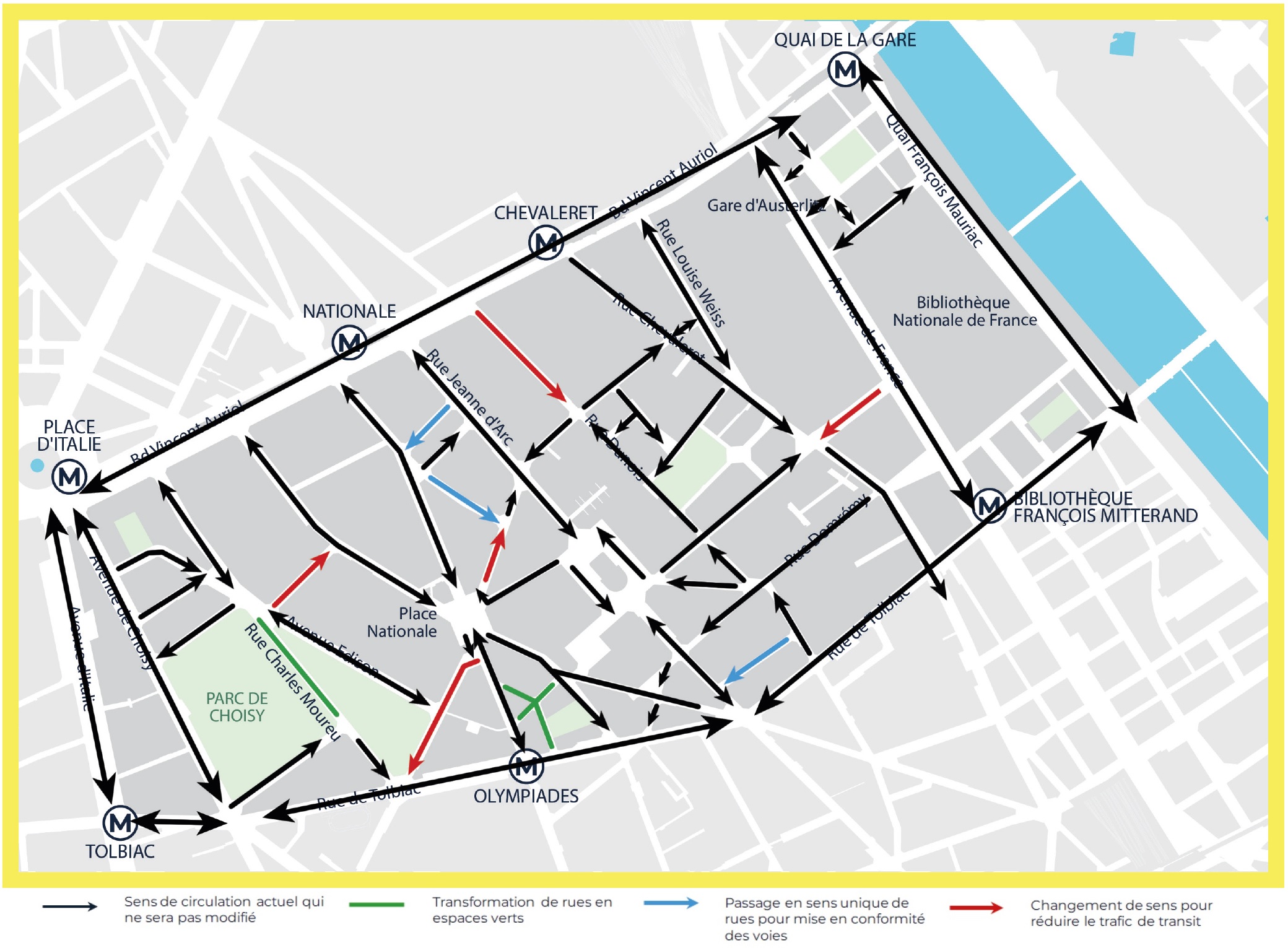 Plan circulation Embellir votre quartier 13e - Choisy - Jeanne d'Arc - Seine