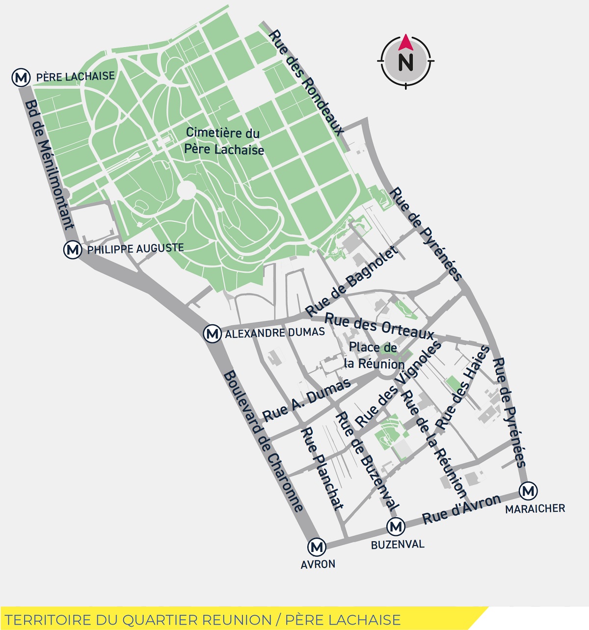 Plan du quartier Réunion - Père Lachaise