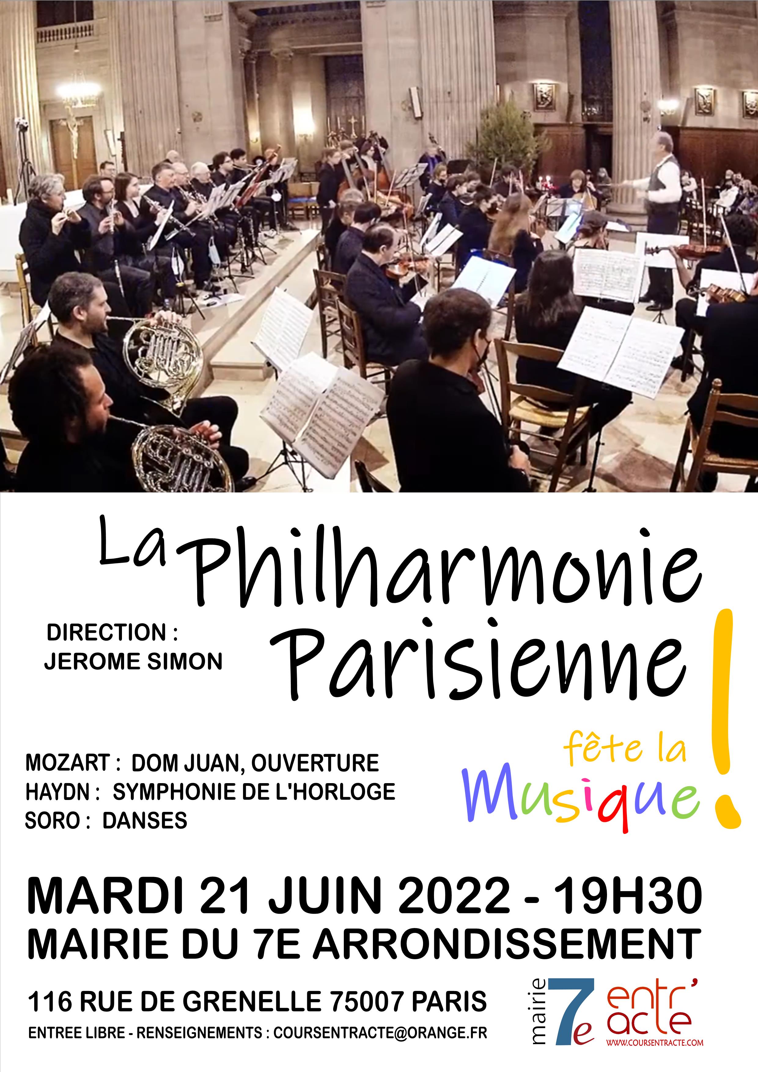 fete de la musique à la mairie du 7e le mardi 21 juin à 19h30 avec l'orchestre philarmonique la philarmonie parisienne
