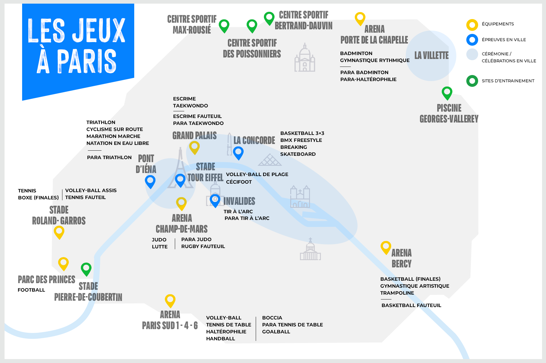 La carte des sites des JO de Paris 2024 officialisée avec un