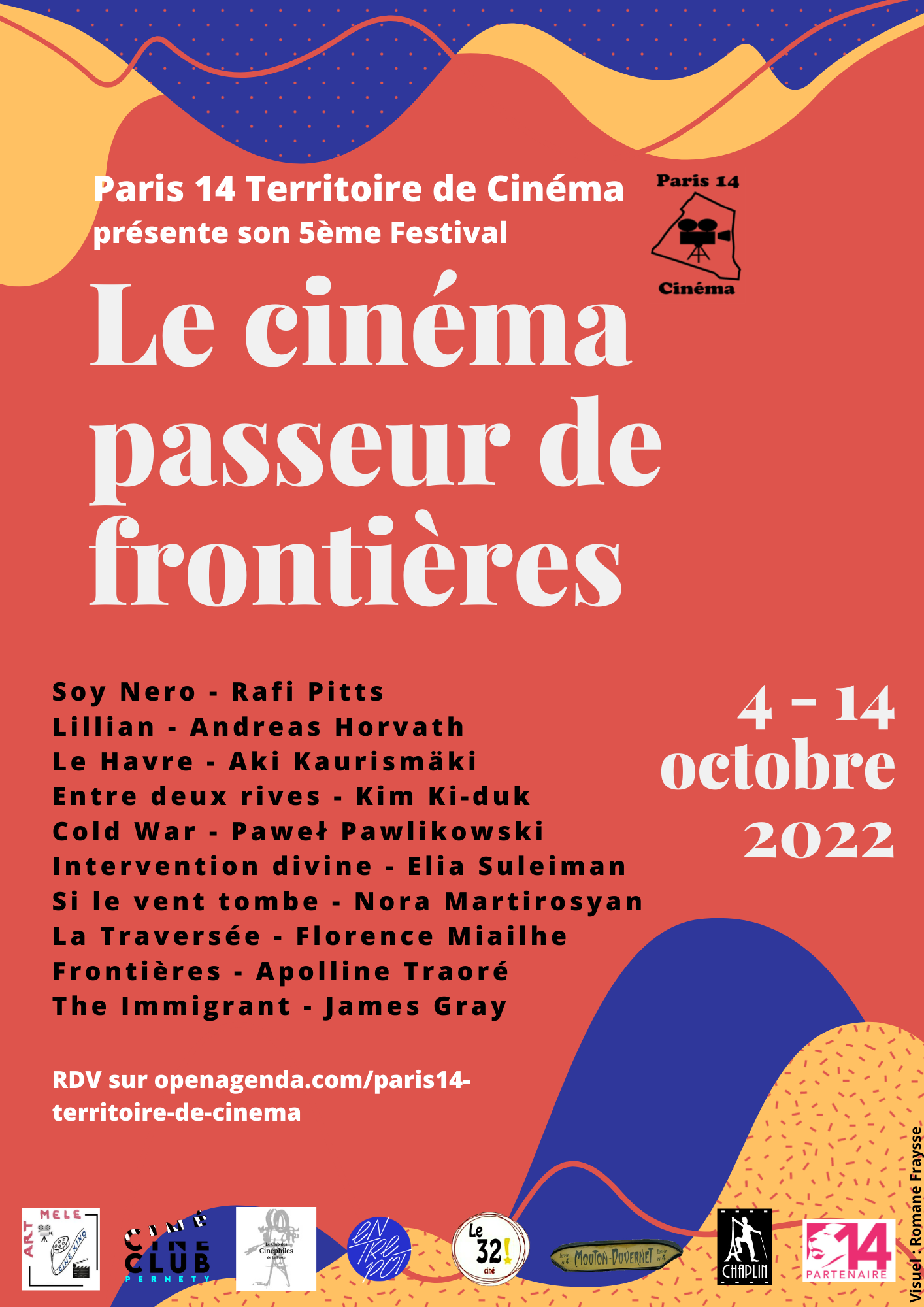 Affiche du festival de Paris 14 Territoire de cinéma, pour la 5e édition