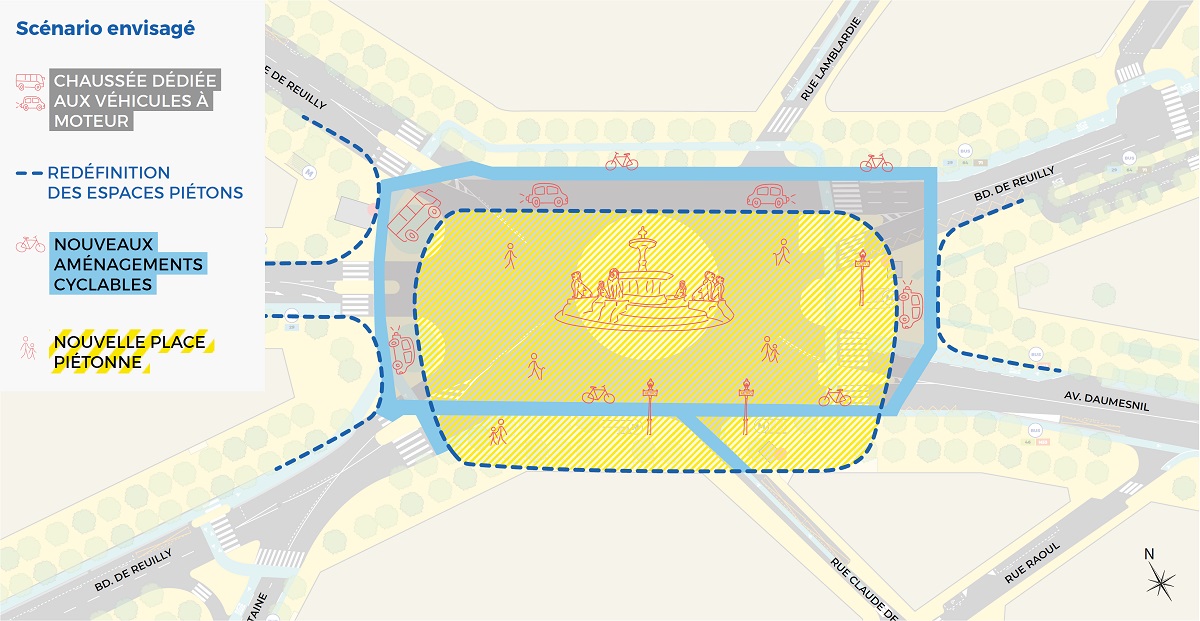 Plan du scénario envisagé pour la  place Félix Éboué