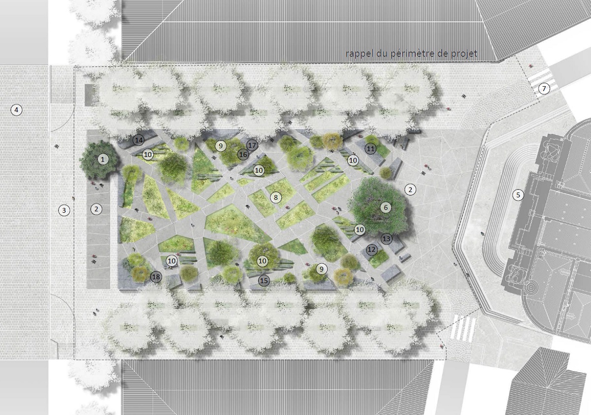 Visuel du plan du projet de jardin mémoriel place Saint-Gervais