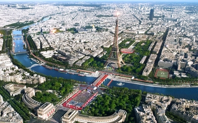 View of the Iena Bridge and the Eiffel Tower for the Paris 2024 Games