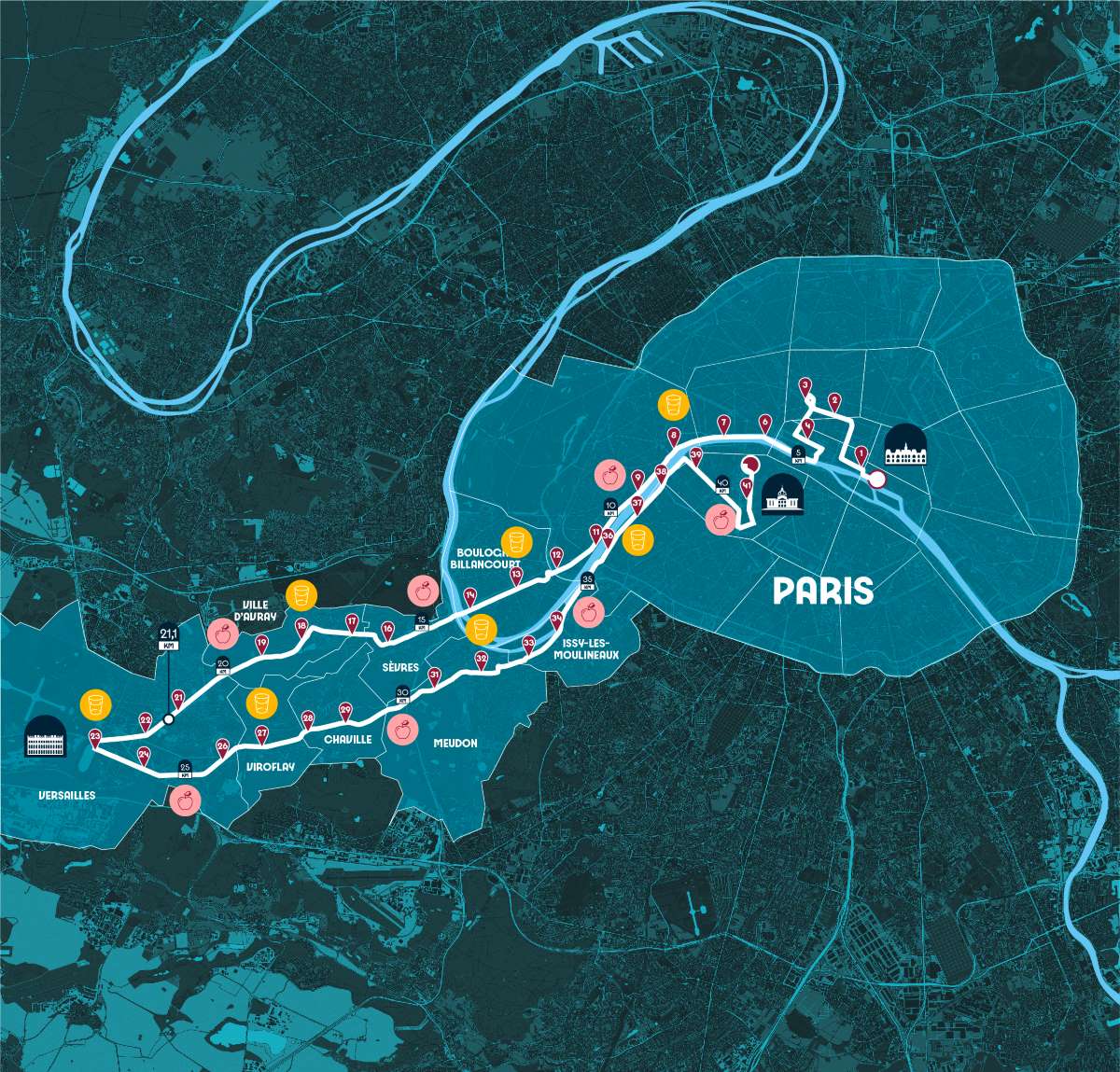 Carte du parcours du Marathon olympique Paris 2024
