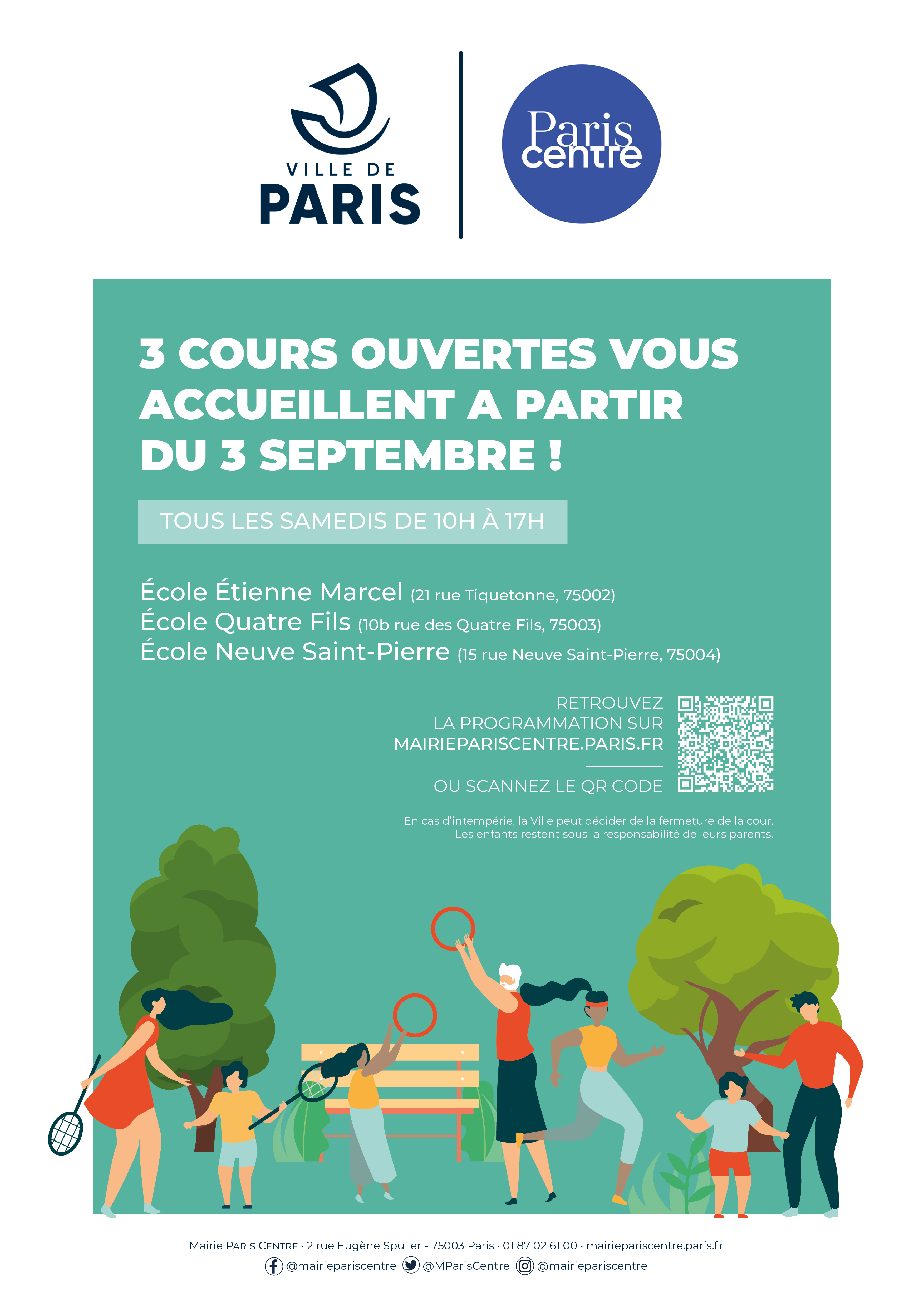 Des cours d’école ouvertes gratuitement au Mairie de Paris Centre