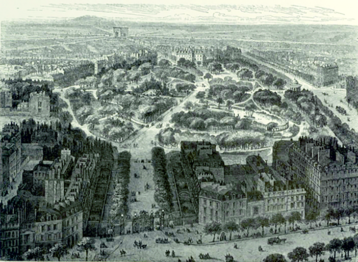 Vue aérienne du parc Monceau à sa création