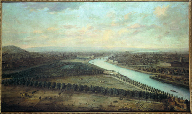 Le cours de la Reine, à l'extrémité ouest des Tuileries, créée en 1608