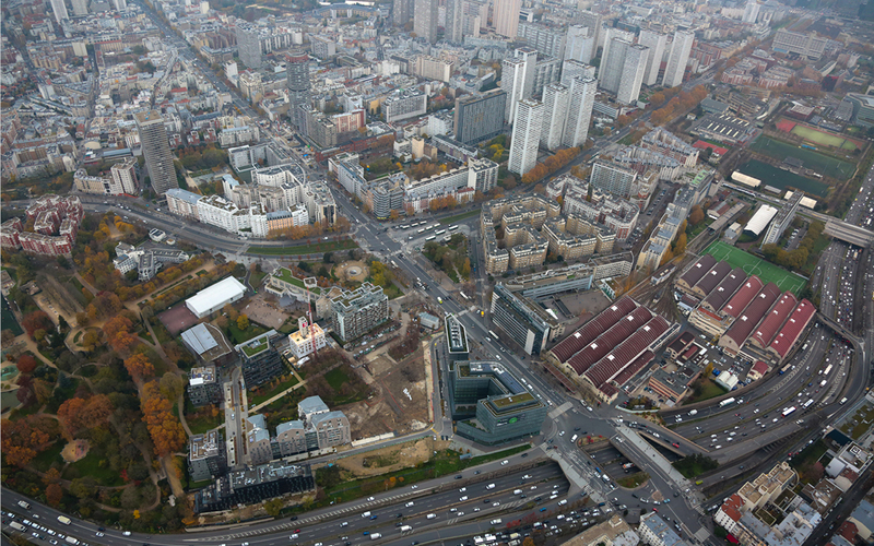 Photo aérienne du 13e arrondissement (Porte d'Italie, Parc Kellermann)