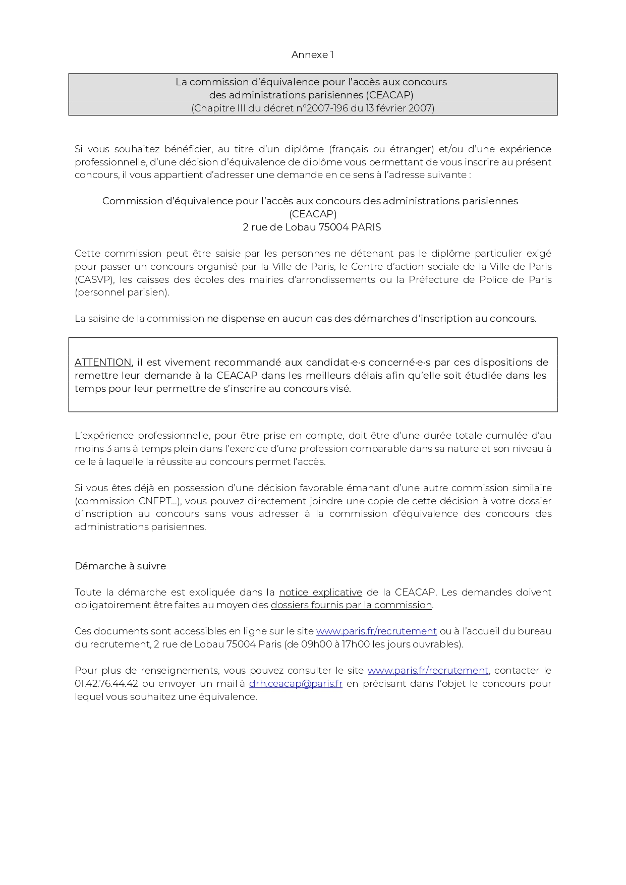 Campagne de recrutement d’agents spécialisés - Mairie de Paris Centre
