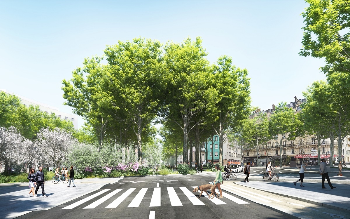 Photomontage d'aménagement sur la place du Colonel Fabien