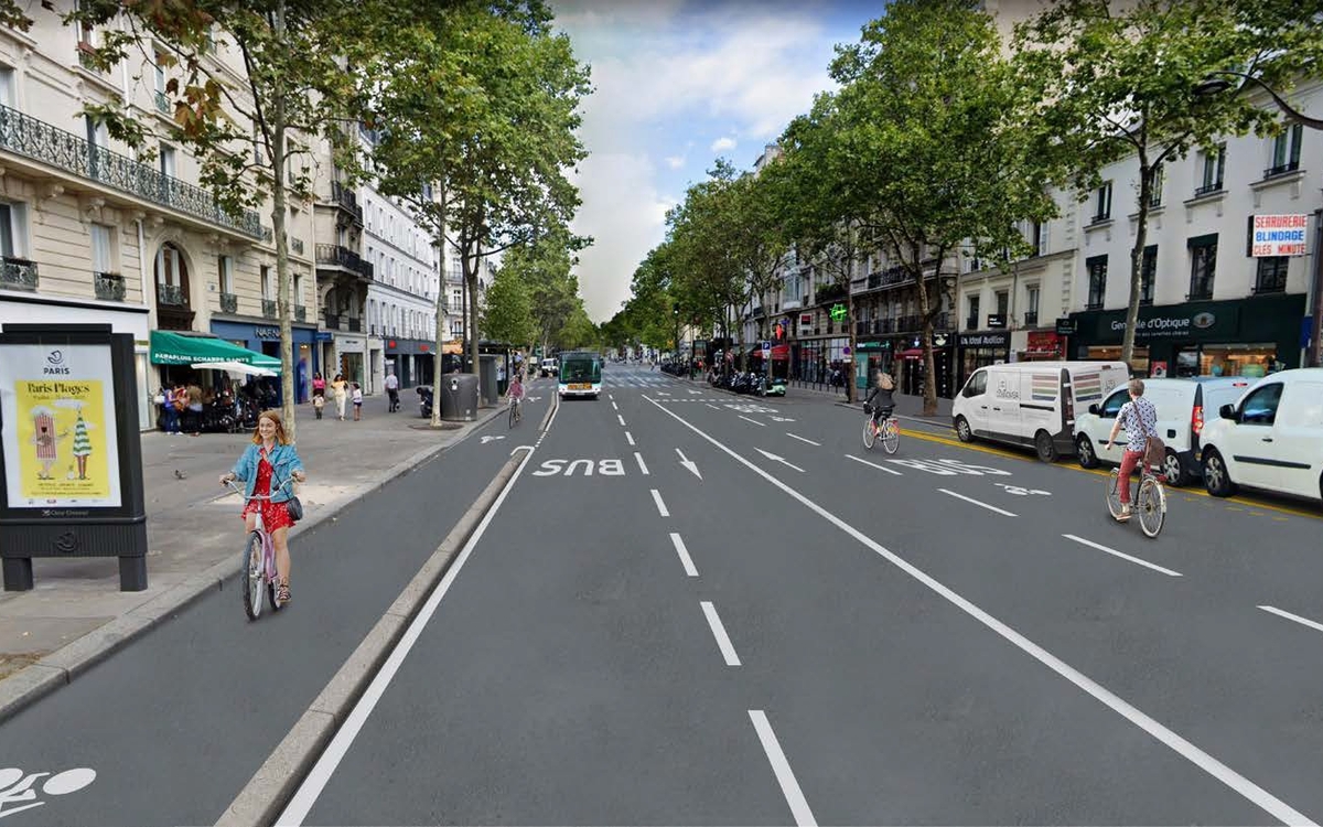 Photomontage de l'aménagement cyclable sur l'avenue Général Leclerc Nord