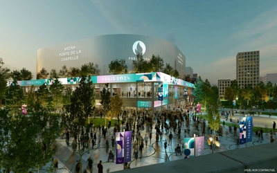 L'Arena Porte de la Chapelle aux couleurs des Jeux olympiques