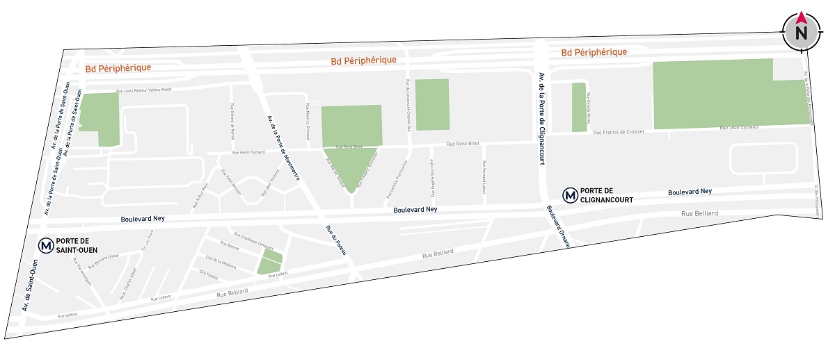 Plan des quartiers Porte Montmartre - Moskova - Porte de Clignancourt
