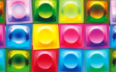 Préservatifs multicolores