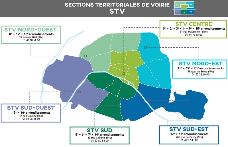 Carte des Sections Territoriales de Voirie