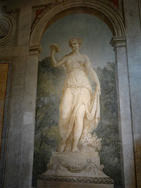 Peinture murale représentant la déesse Flore par Henri Pietre, dans le salon du pavillon de l'Ermitage